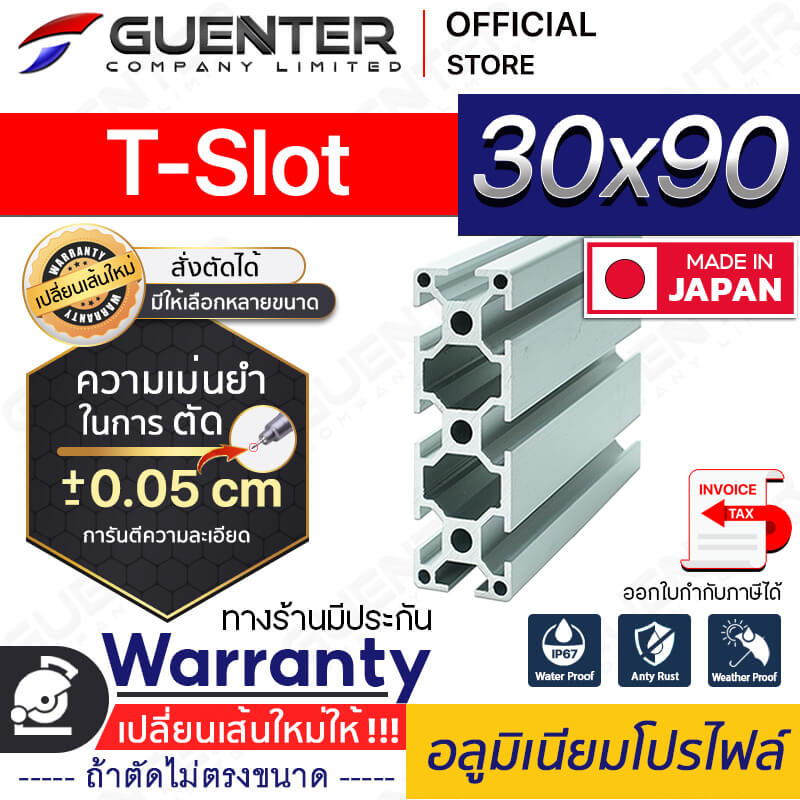 อลูมิเนียมโปรไฟล์-30×90-T-Slot---Warranty-JP-Guenter.co