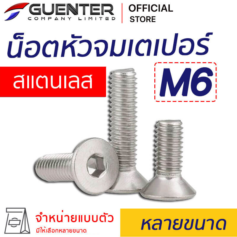 น็อตหัวจมเตเปอร์สแตนเลส M6 หลายขนาด - E-marketing - guenter.co.th