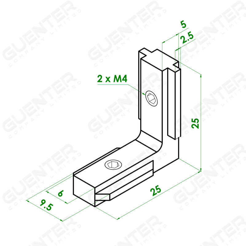 Blind Bracket 20 -Dimension - Guenter.co.th