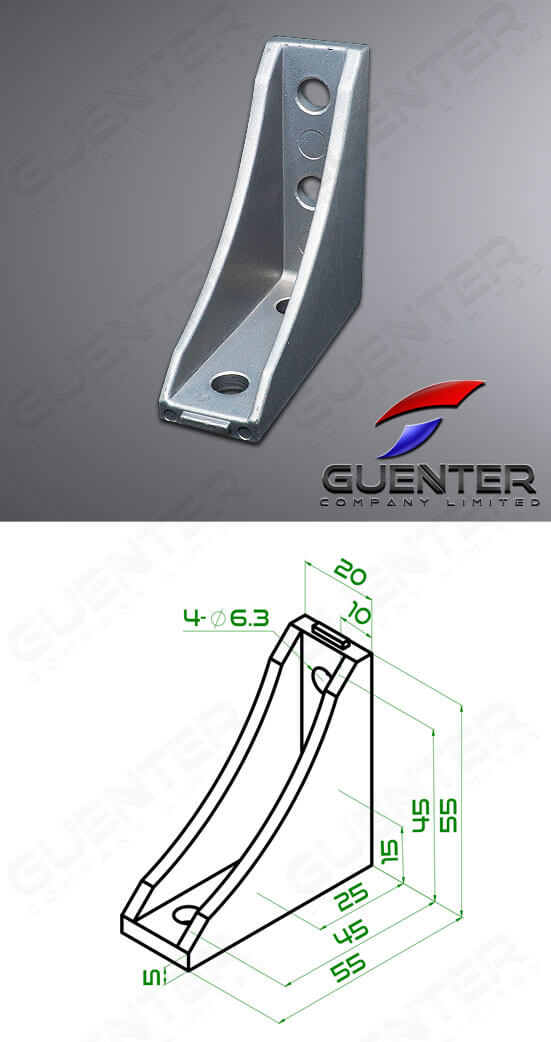 Bracket Long 3060 - For Web + Dimension - Guenter.co.th