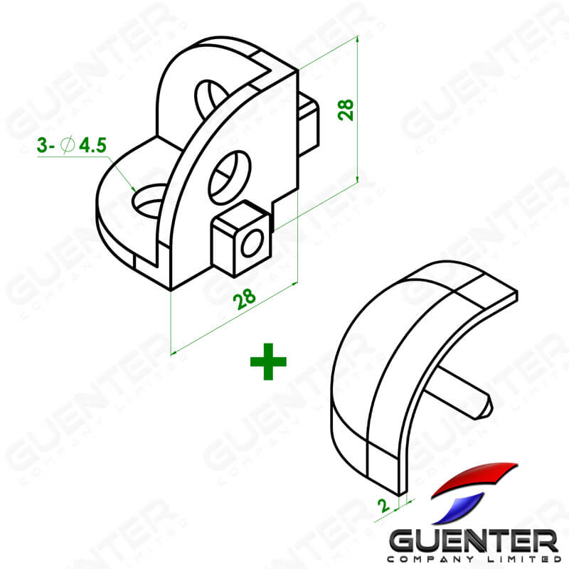 Round Bracket 30 - Dimension - Guenter.co.th