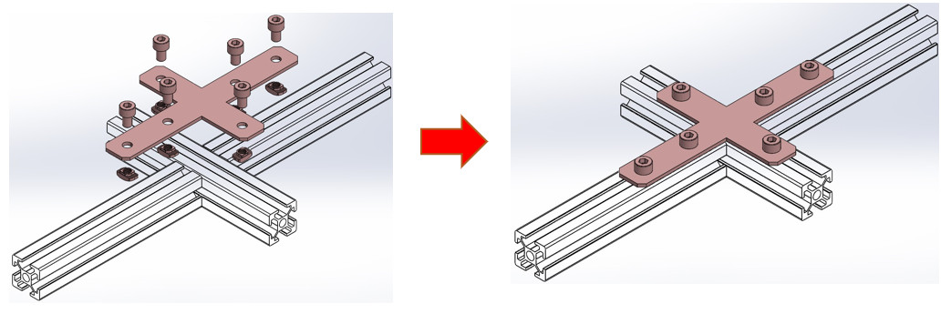 X Plate Bracket ตัวอย่างการใช้งาน