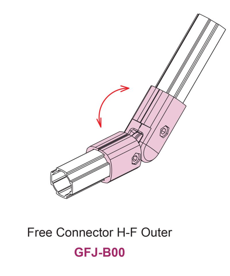 Free Connector H-F Outer ข้อต่อปรับมุมอิสระแบบล็อกตำแหน่งได้ สำหรับ Pipe Frame 28 - Image 4